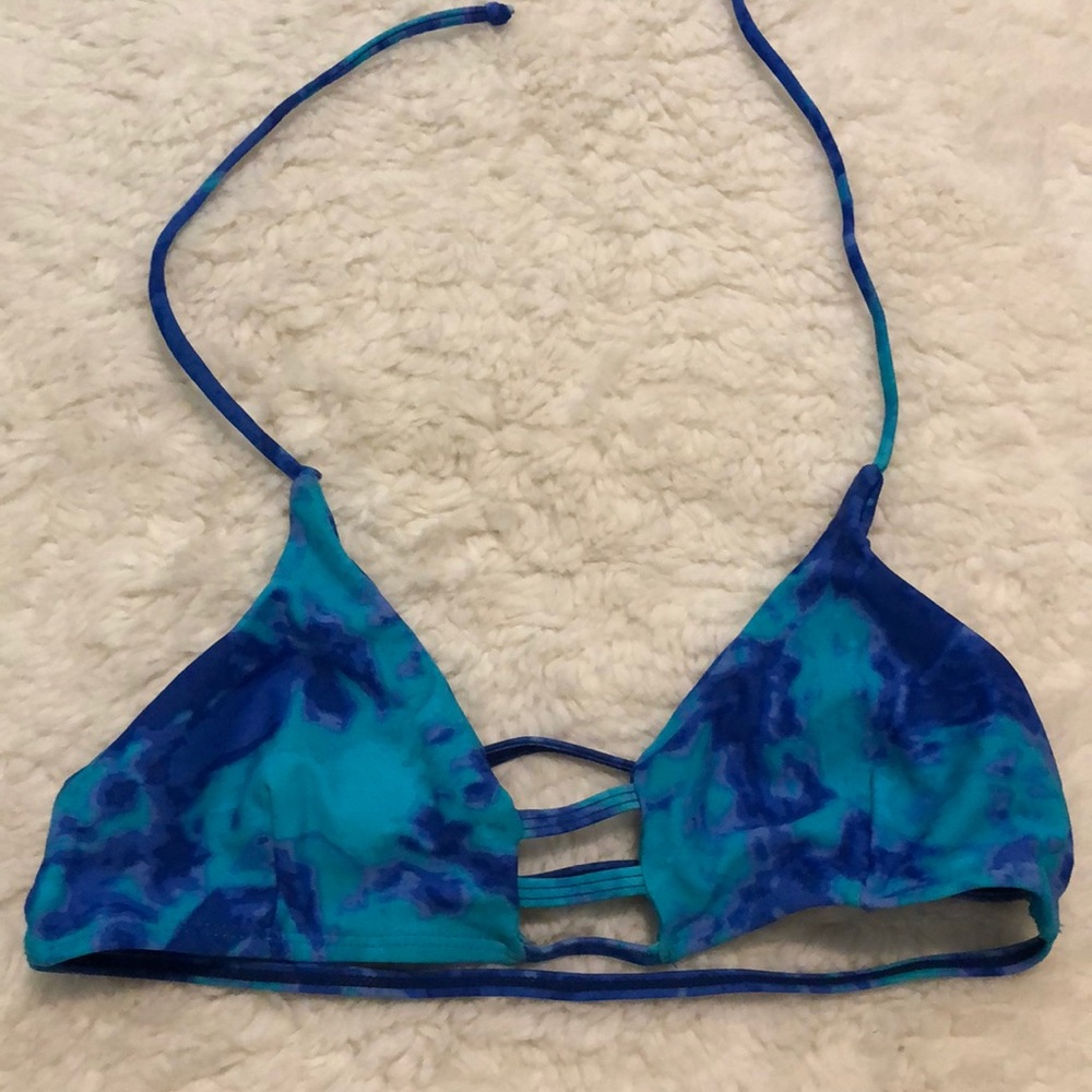 Blue tie dye bikini top